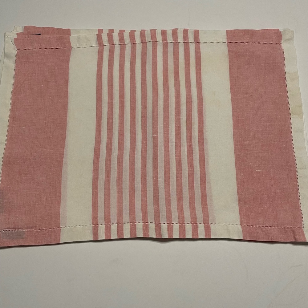 Ralph Lauren 100%Linen Placemats pink stripe (set of 6) in EUC.
